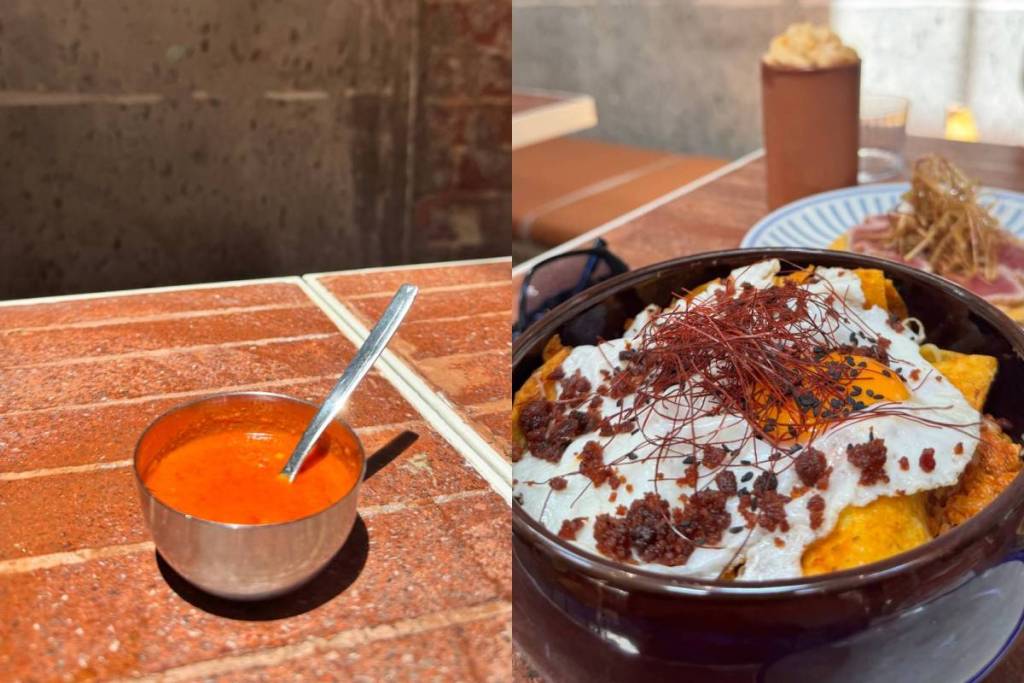 house hot sauce and a Mexican take on “ovos rotos” at the Mexican restaurant La Ruda 