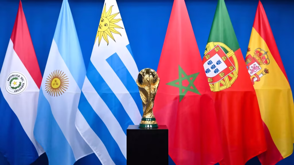 flags of the countries hosting the 2030 World Cup