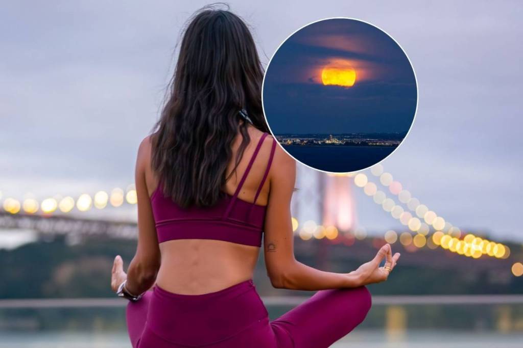 Der Himmel über Lissabon begrüßt den „Stör-Vollmond“ mit Yoga- und Meditationskursen