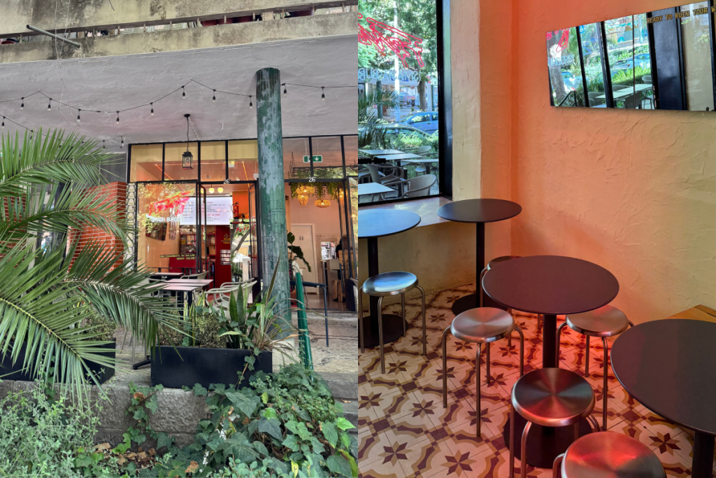 l’espace extérieur et intérieur de ce fast-food plein de peps 