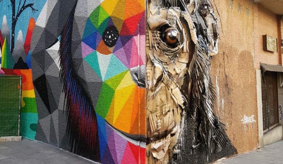 Okuda y Bordalo estrenan un nuevo mural en 3D en la calle Embajadores