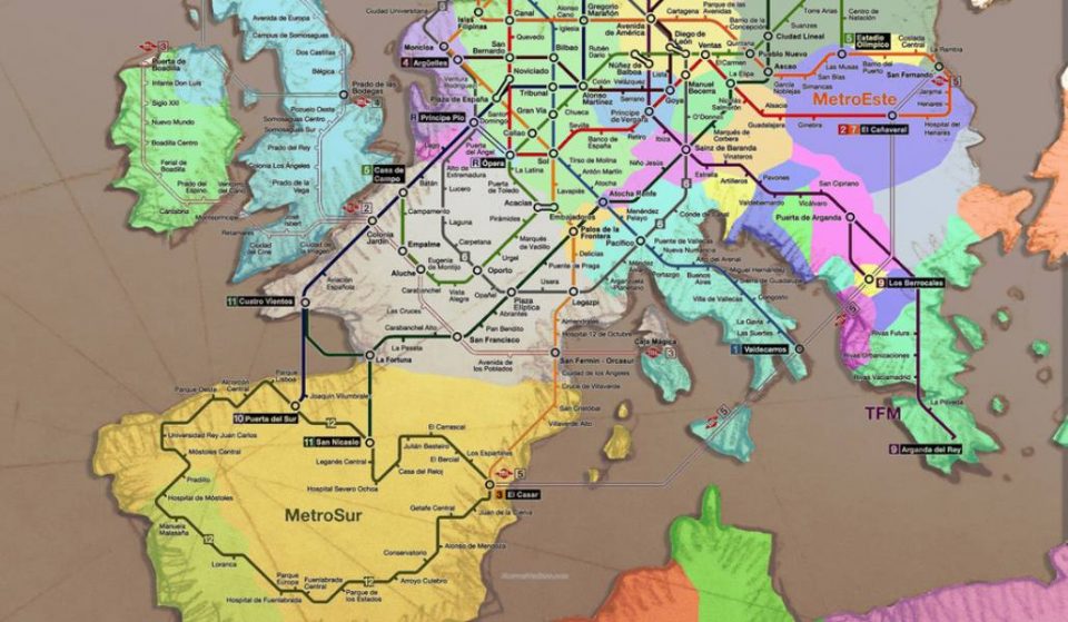 El plano del metro de Madrid encaja a la perfección con el mapa de Europa