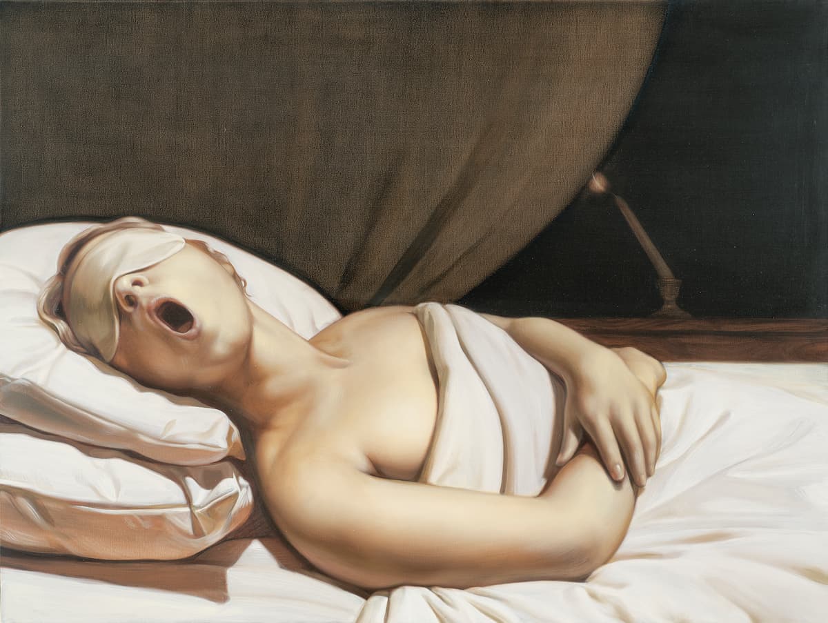 Anna Weyant, 'Slumber'. 2020. Óleo sobre lino, 91,6 x 121,9 cm