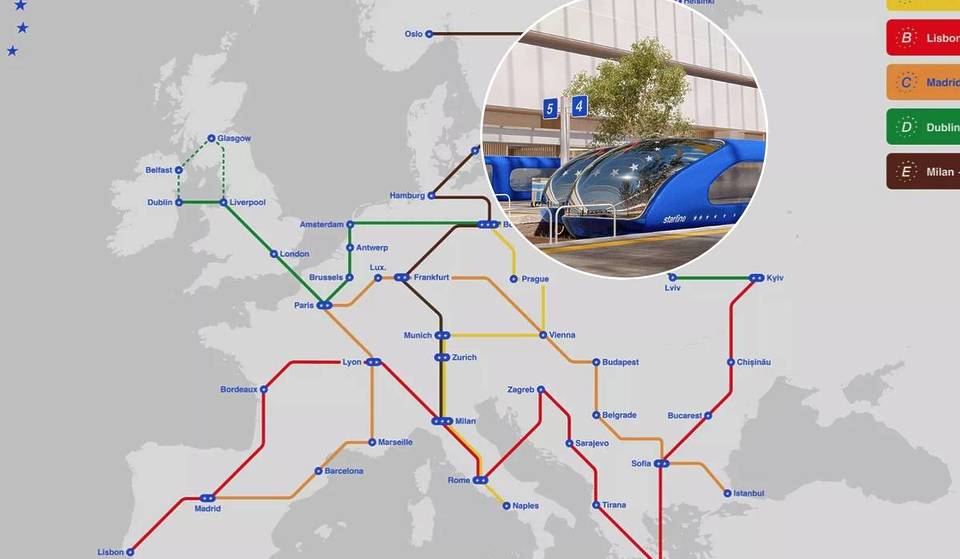 Europa will seine eigene Hochgeschwindigkeits-„Metro“: So soll das künftige Eisenbahnnetz zwischen Madrid und Rom aussehen.