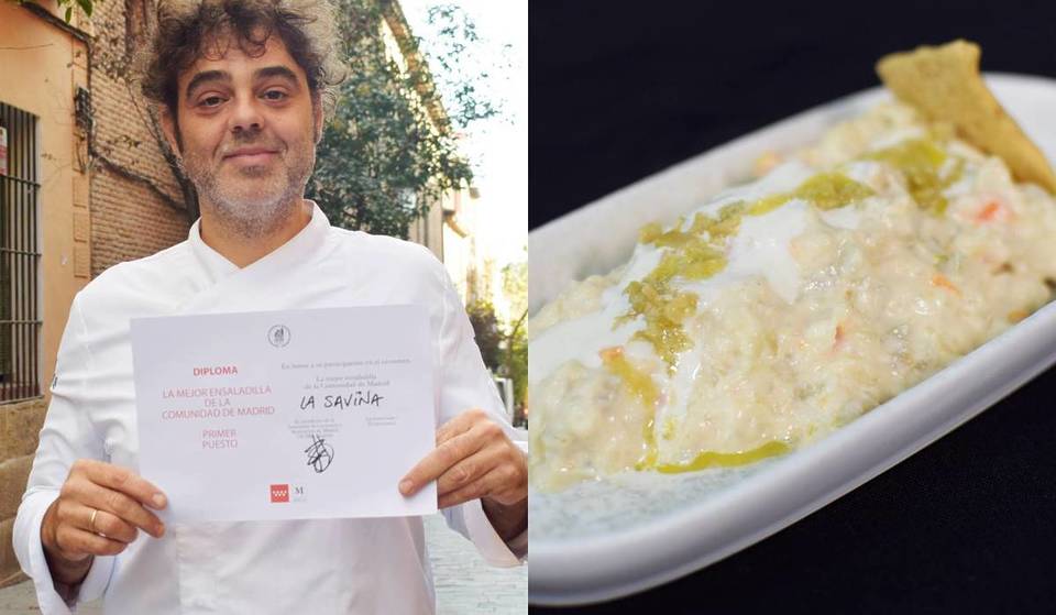 Con patate al forno, maionese ai cetriolini e per 14€: l’insalata russa che è stata appena premiata come la migliore di Madrid.