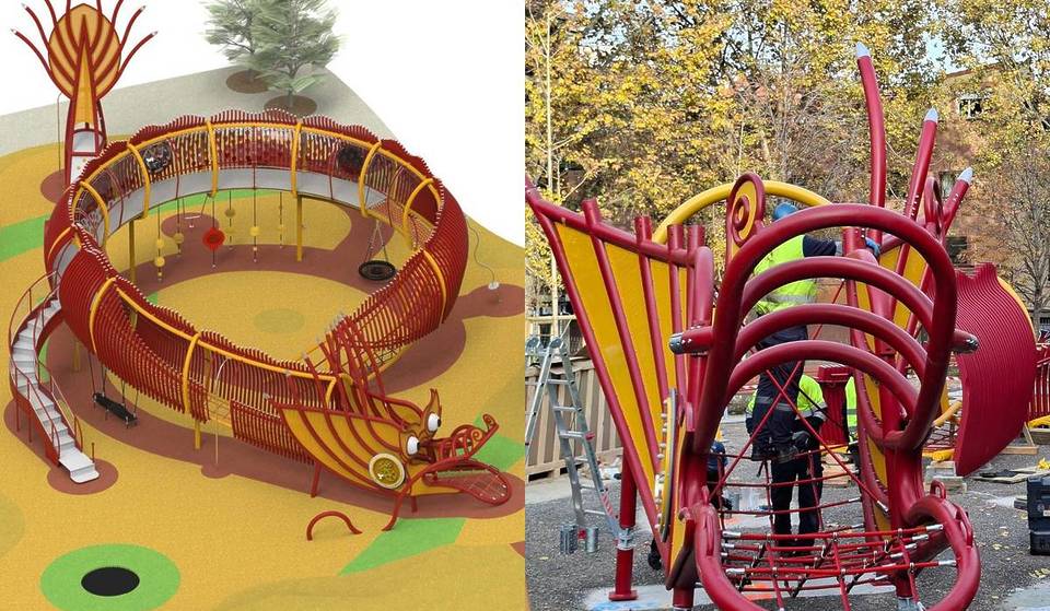 Madrid tendrá un dragón gigante de 19 metros: este parque infantil tendrá un gran espacio de juegos con tobogán y rocódromo