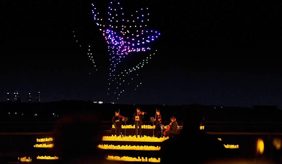 For just three nights this March: a thousand drones will light up Madrid while a string quartet performs classical pieces