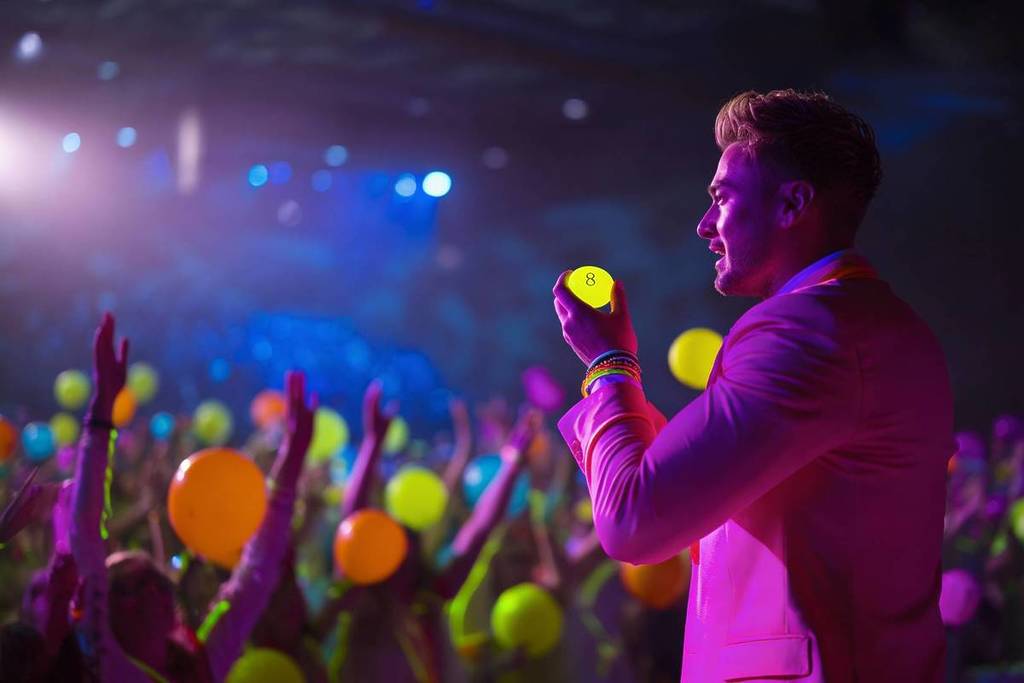 Nahaufnahme eines Jungen mit einer Bingokugel bei Bingo Mingo.