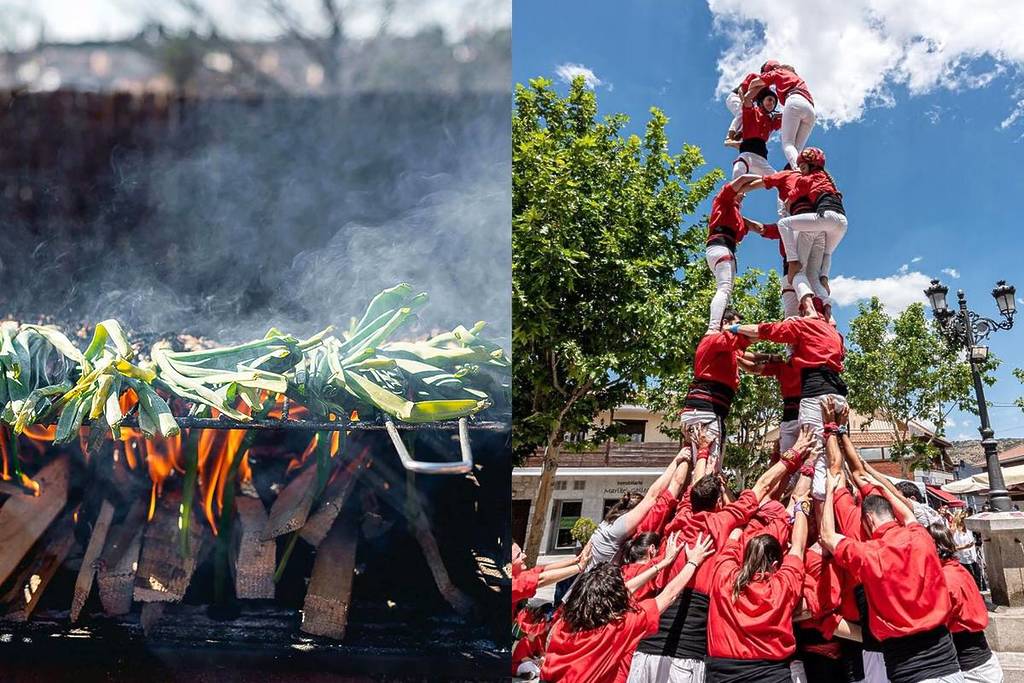 Calçots, carne a la brasa y castells: un menú completo por solo 15€ y la tradición catalana llegan a Vallecas por un día