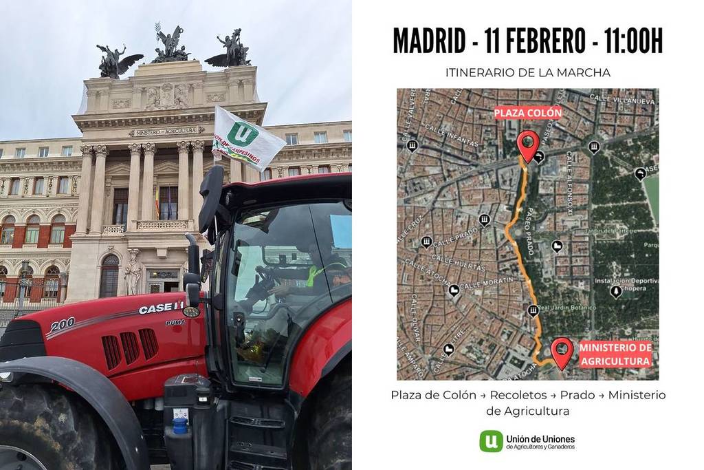 percorso della marcia dei trattori a Madrid