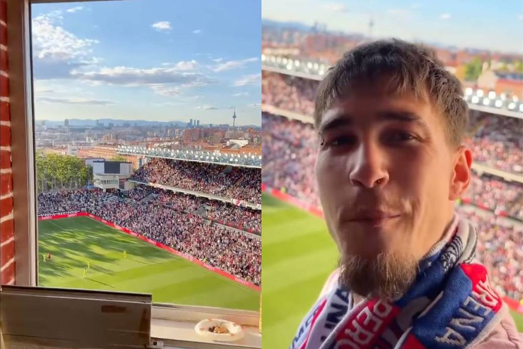 A true VIP box: the Rayo Vallecano fan who watches the games from the window of his home across from the stadium