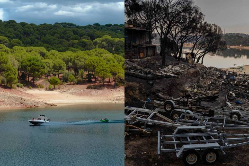 Carlos Sevillano, owner of a boat dock on the San Juan Reservoir: “The big question is who’s going to come now, because there’s nothing left—everything’s burned.”