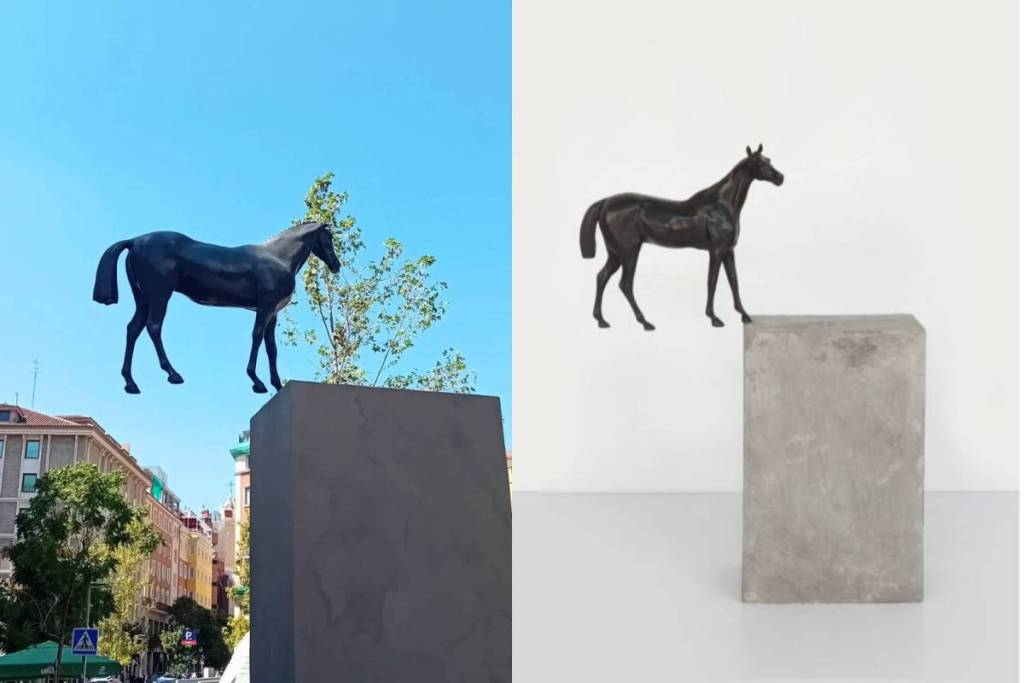 Die neue Statue in Madrid, die der Schwerkraft trotzt: ein sechs Meter hohes Bronzepferd, das zu schweben scheint