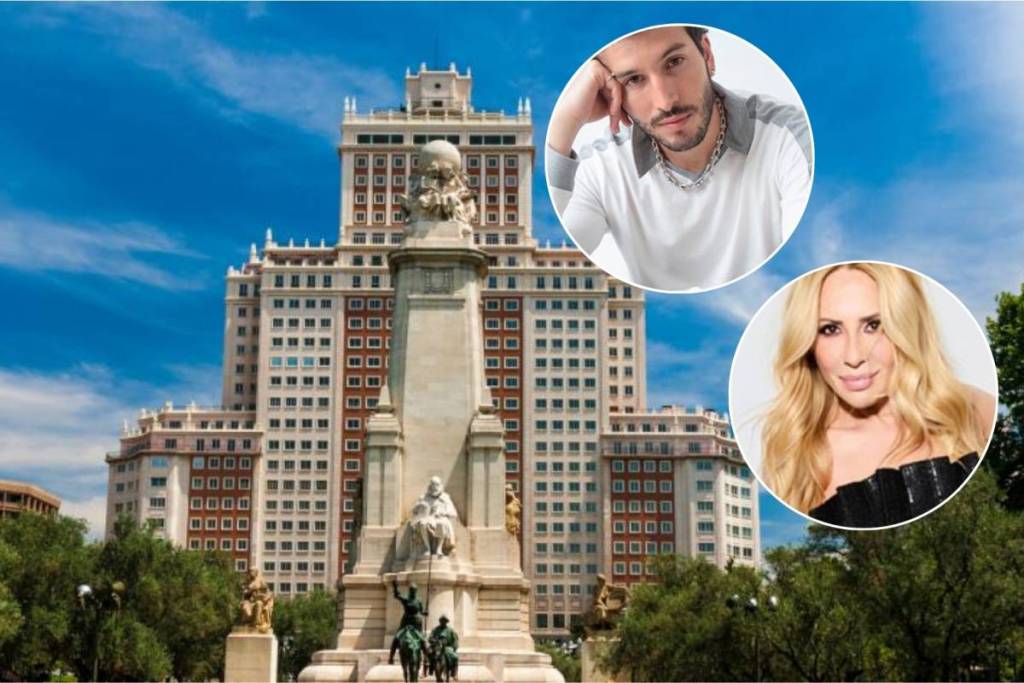 Sebastián Yatra und Marta Sánchez auf einem Bild der Plaza de España, wo sie anlässlich der „Hispanidad 2026“ Konzerte geben werden.