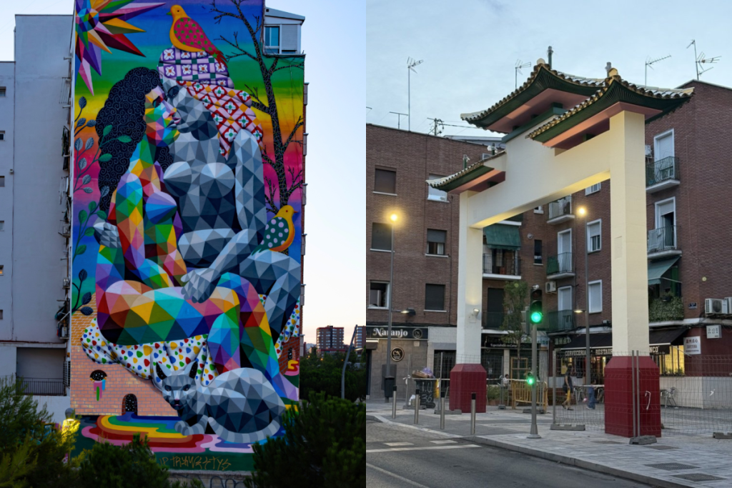 Okuda transforme le Chinatown d’Usera : un ours et deux dragons couronneront l’arche chinoise de Madrid le 1er octobre