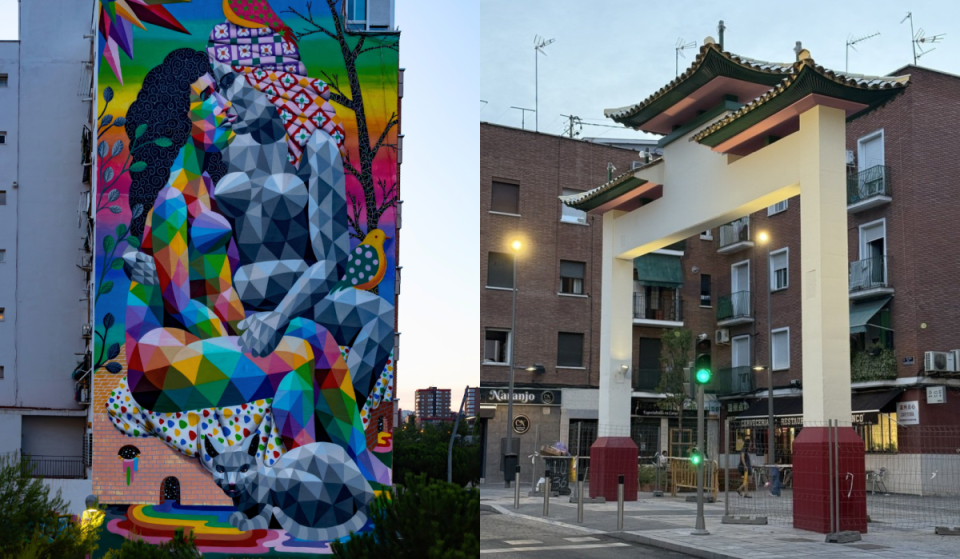 Okuda trasforma la Chinatown di Usera: un orso e due draghi coroneranno l’arco cinese di Madrid il 1° ottobre