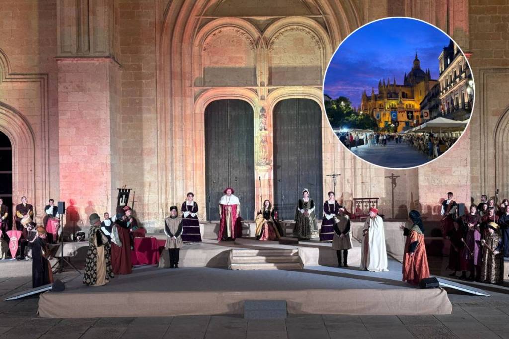 Segovia acoge la espectacular Proclamación de Isabel la Católica con pases especiales bajo techo para sortear la lluvia, sumado a un gran mercado artesanal abierto hasta el domingo.