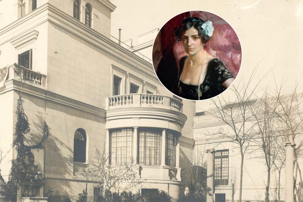 Esterno della casa dei Sorolla nel 1914 e ritratto di Clotilde, moglie e musa del pittore.