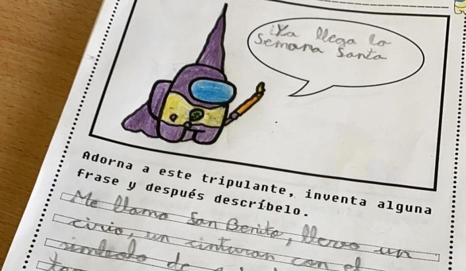 Dibujan un nazareno en un ejercicio escolar que se ha hecho viral