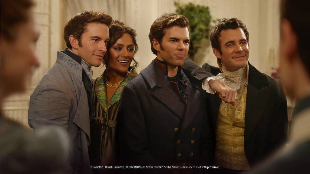 Plano corto de varios personajes de Los Bridgerton.