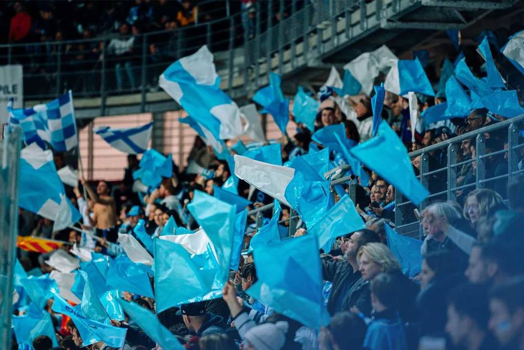 Stands at the Palais Omnisports de Marseille during a Spartiates game