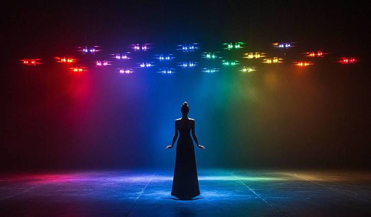 Drones lumineux et danseurs classiques s&rsquo;unissent dans le spectacle futuriste The Drone Saga à Milan