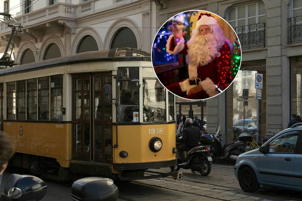 Die Weihnachtstram fährt durch das Zentrum von Mailand: auf ihr gibt es den Weihnachtsmann, Musik und kostenlose Gadgets
