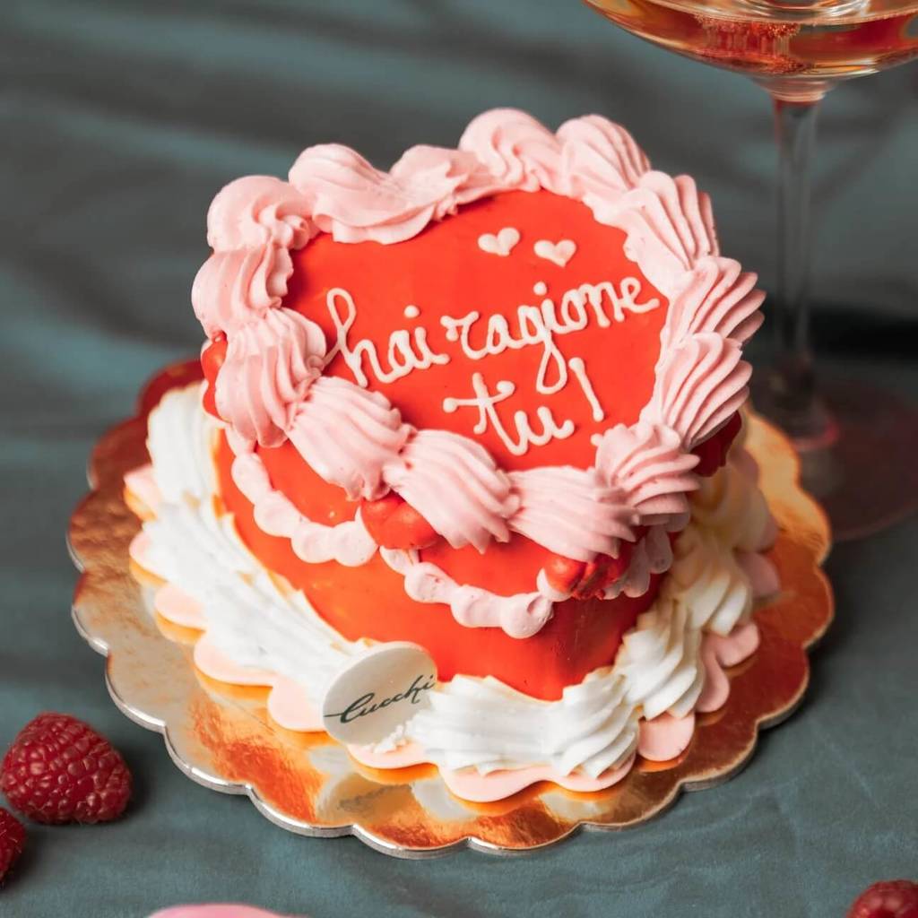 Heart-shaped cake with the words 'you're right'