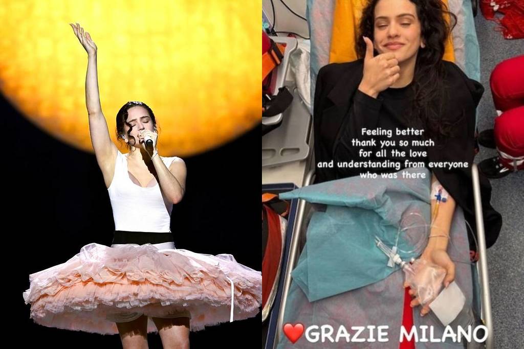 Rosalía is carried out on a stretcher from the LUX show in Milan