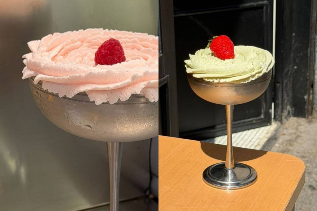 Une coupe de glace en forme de rose à Milan