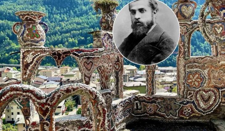Sembra di stare a Parc Güell ma è in Valtellina: il giardino roccioso decorato con mosaici di materiali riciclati costruito a mano in 40 anni e con più di 200 scalini