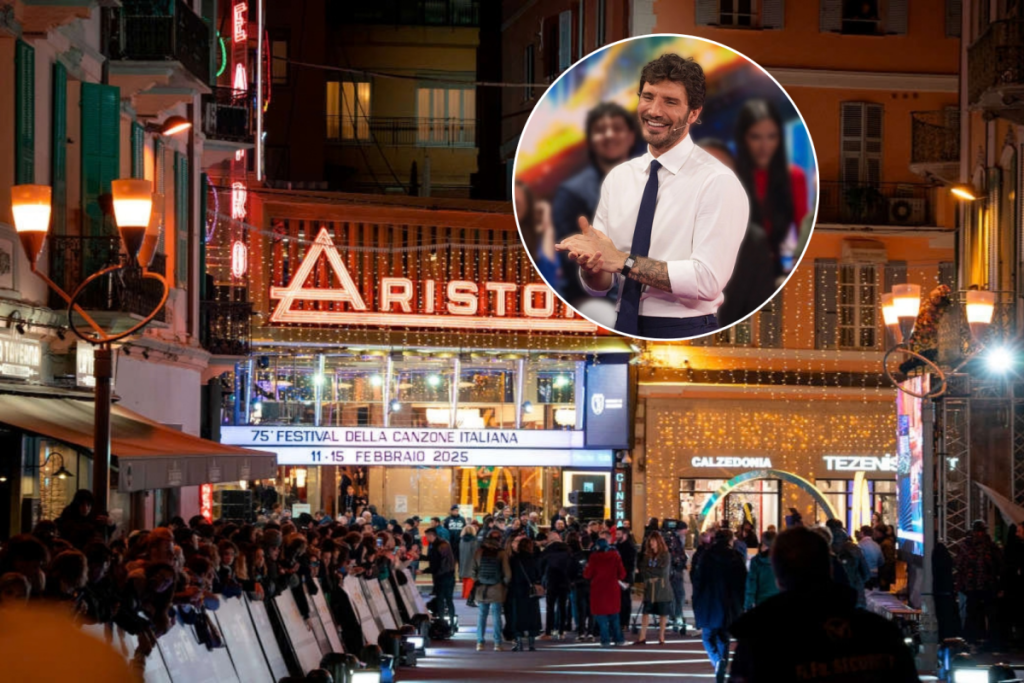 Teatro dell’Ariston mit einem eingefügten Foto von Stefano de Martino