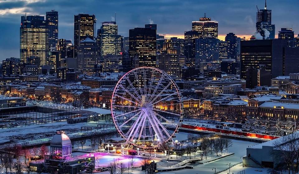Montreal’s Giant Ferris Wheel is decked out in winter colors – breathtaking views, heated gondolas, and more…