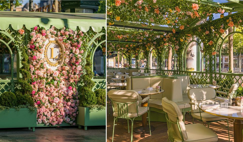 Pour l&rsquo;été, Ladurée dévoile sa splendide terrasse fleurie sur les Champs-Elysées !