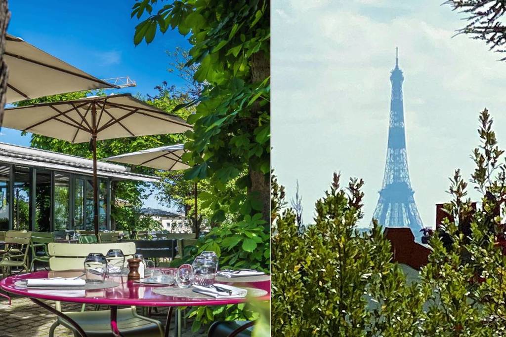 Aux portes de Paris, ce restaurant bucolique centenaire perché sur une colline offre une vue secrète sur la Tour Eiffel – sa terrasse végétalisée va être prise d’assaut cet été !