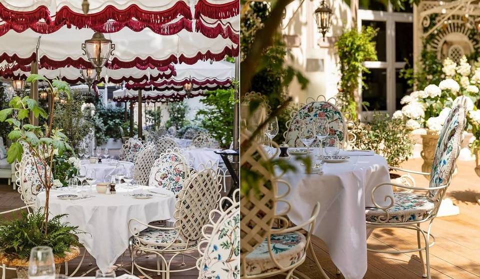Em Paris, este romântico terraço escondido digno de Bridgerton é um jardim secreto ao ar livre &#8211; perfeito para um brunch sob as flores este verão!