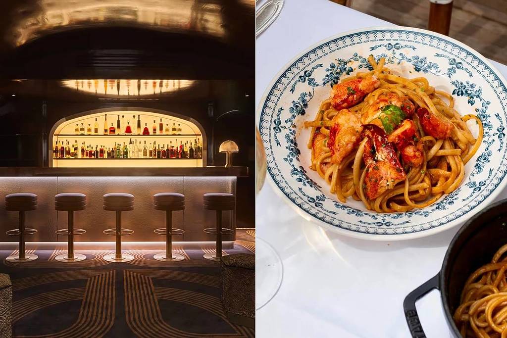 festive Art Deco restaurant Paris best lobster linguine
