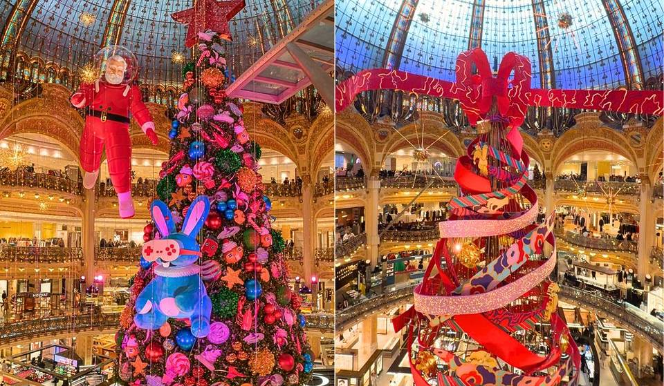 Hier sind die schönsten Weihnachtsbäume der Galeries Lafayette im Laufe der Jahre &#8211; Was wäre, wenn der Baum 2025, der mit 560 kg Bändern drapiert ist, der denkwürdigste von allen werden würde?