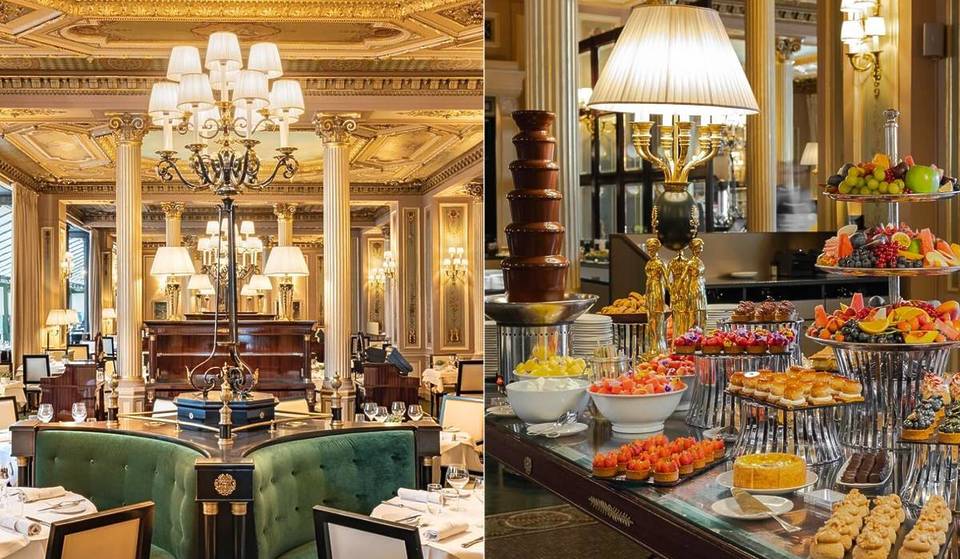 Dieses gigantische Brunch-Buffet, das in einem Dekor im Stil des Second Empire serviert wird, ist eines der prächtigsten in Paris – mit einem der größten Dessertbuffets.