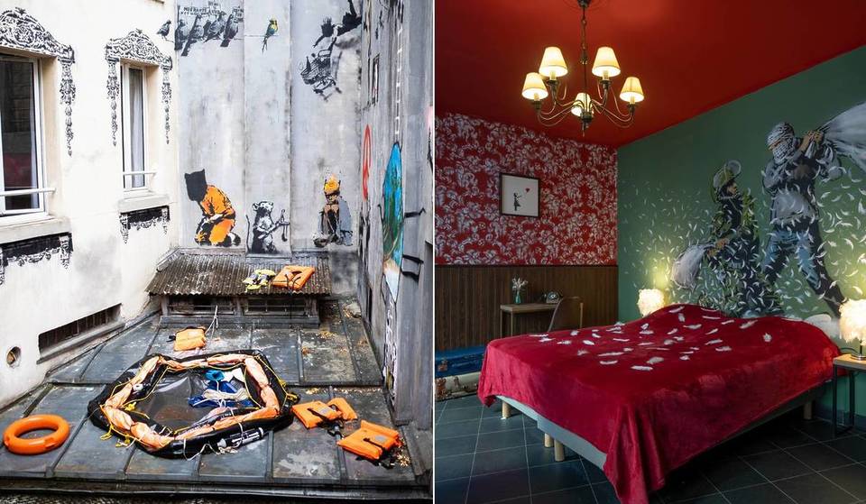 Weinig mensen weten het, maar dit hotel in Parijs heeft de mooiste reproducties van Banksy… en je kunt het bezoeken als een museum en er zelfs slapen.