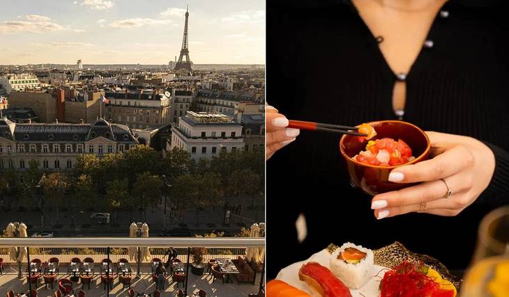Diese versteckte Dachterrasse auf den Champs-Élysées startet einen japanischen Brunch-Buffet mit Blick auf 4 Pariser Sehenswürdigkeiten… und öffnet schon dieses Wochenende