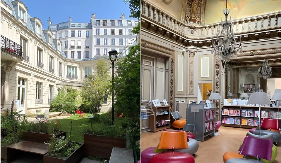 Esta biblioteca escondida num antigo palacete do 9.º arrondissement revela um jardim secreto onde se pode ler ao sol… um lugar que muitos ainda desconhecem