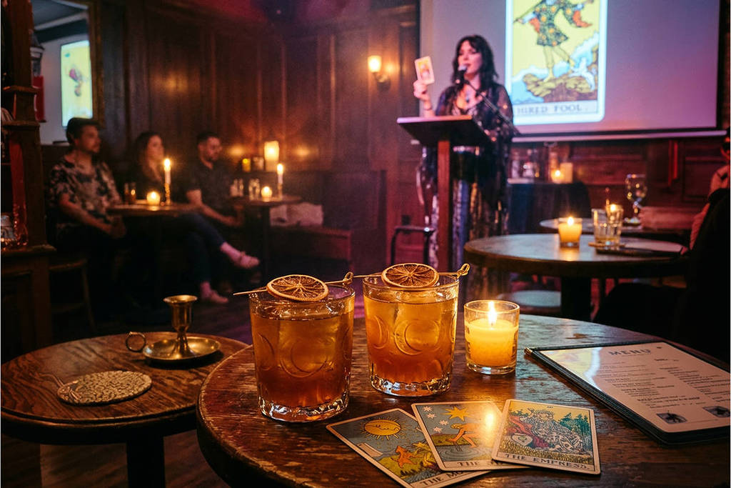 Lecture de tarot avec cocktails immersifs lors des Tarot Sessions