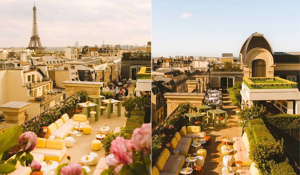 «Una invitación a soñar al atardecer». Esta azotea de ensueño es sin duda LA azotea más bonita desde donde admirar la hora dorada en París, con unas vistas sublimes de la Dama de Hierro.
