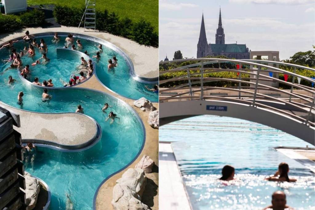 L’Odyssée in Chartres, France’s largest aquatic complex, just 1 hour from Paris during a heat wave