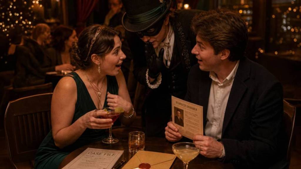 Photo d'un gala et de trois personnes en pleine discussion