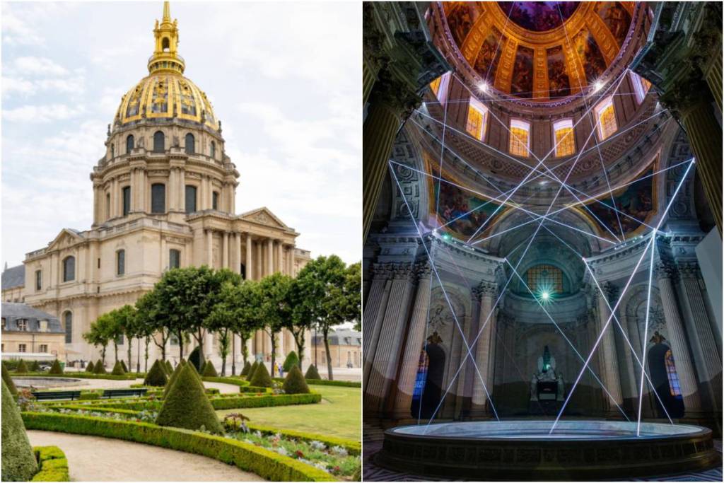 Il a fallu treize kilos d&rsquo;or pour habiller ce dôme de 110 mètres de haut qui abrite la tombe de Napoléon – on peut le voir briller de l&rsquo;intérieur lors d&rsquo;un spectacle immersif qui raconte l&rsquo;histoire du monument