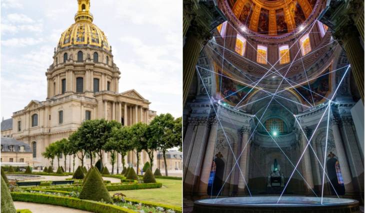Il a fallu treize kilos d’or pour habiller ce dôme de 110 mètres de haut qui abrite la tombe de Napoléon – on peut le voir briller de l’intérieur lors d’un spectacle immersif qui raconte l’histoire du monument