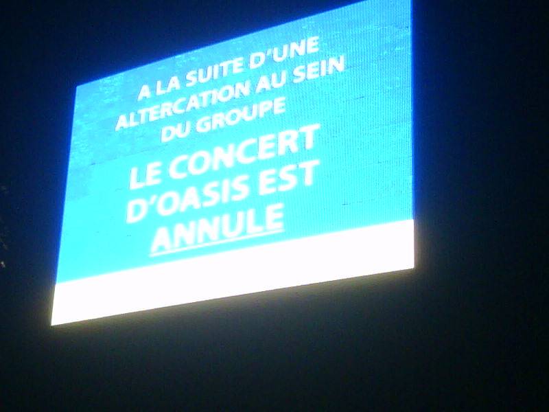 Oasis cancellation at Rock en Seine