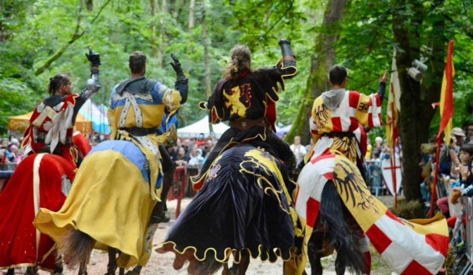 20 km von Paris entfernt bringt dieses Mittelalterfest Ritter, Falkner und Reiter in einem 35.000 m² großen Wald zusammen